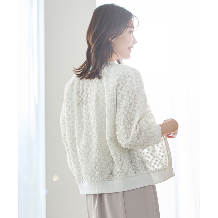 トップス カーディガン フラワー刺繍 | Honeys | 詳細画像4 