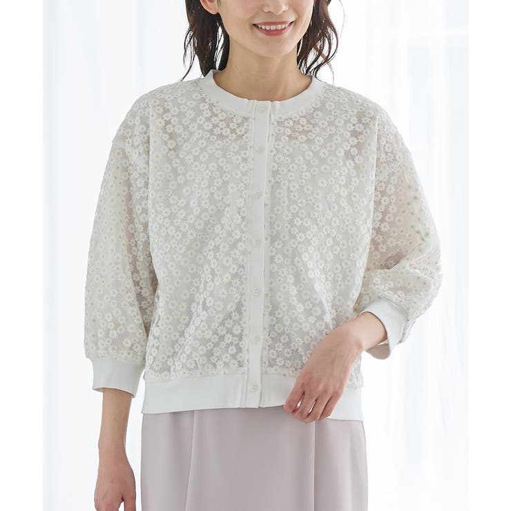 トップス カーディガン フラワー刺繍 | Honeys | 詳細画像5 