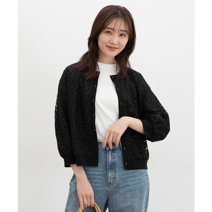 トップス カーディガン フラワー刺繍 | Honeys | 詳細画像7 