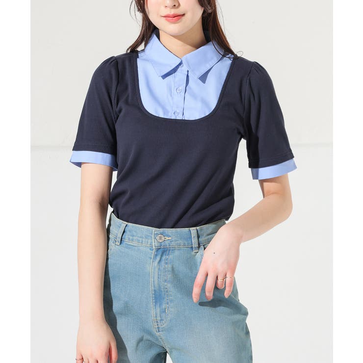 コン×ブルー | トップス カットソー 半袖 | Honeys