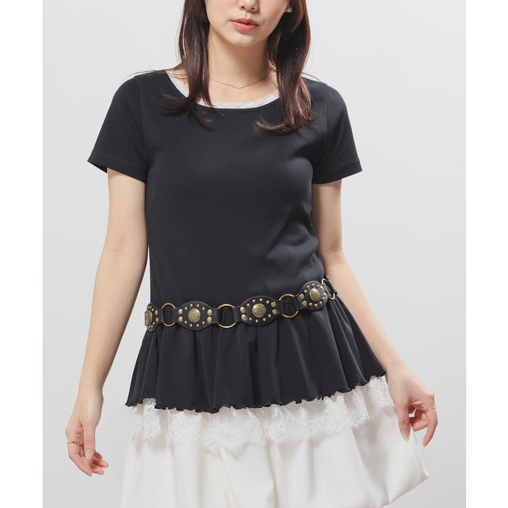 ブラック | トップス カットソー 半袖 | Honeys