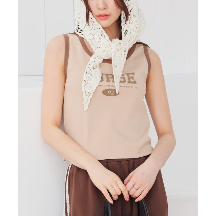 ベージュ | トップス タンクトップ ロゴ | Honeys