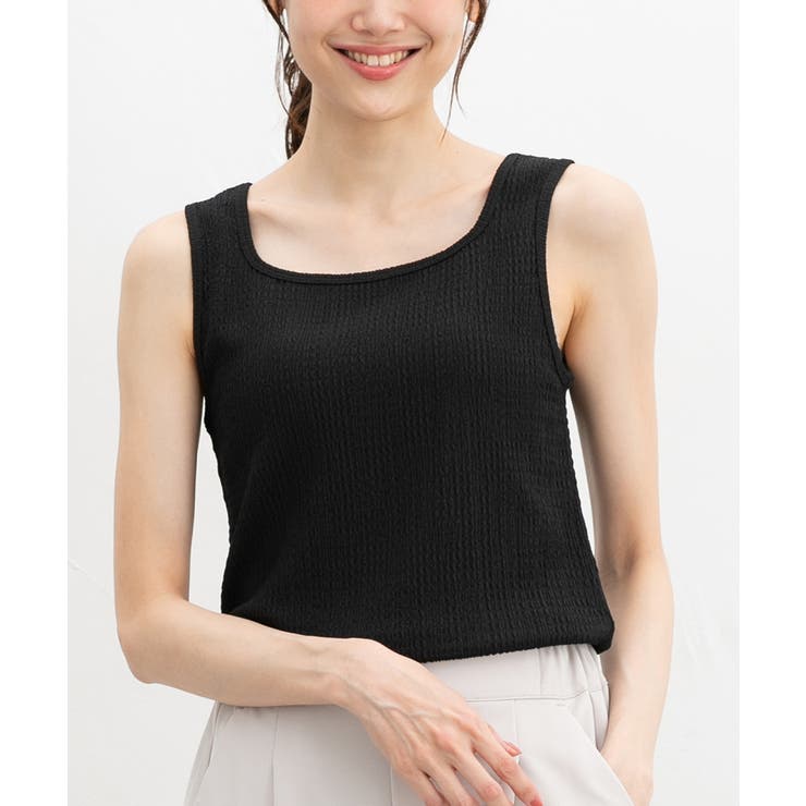 ブラック | 【ハニーズ】トップス タンクトップ ジャカード | Honeys