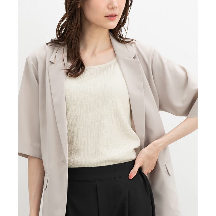 アイボリー | 【ハニーズ】トップス タンクトップ ジャカード | Honeys