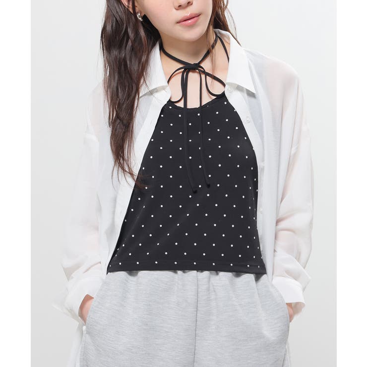 クロ水玉 | トップス タンクトップ カップ付き | Honeys