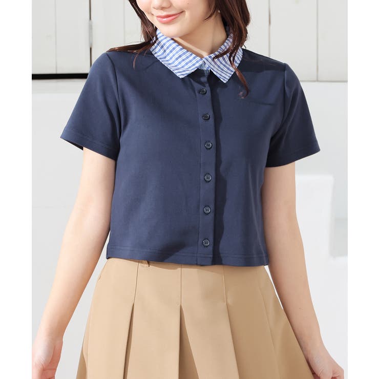 ネイビー | トップス カーディガン 半袖 | Honeys