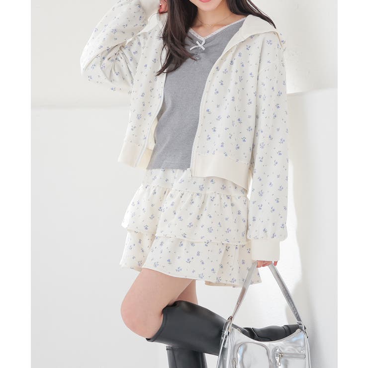 アイボリー花柄 | ボトムス スカート ミニスカート | Honeys