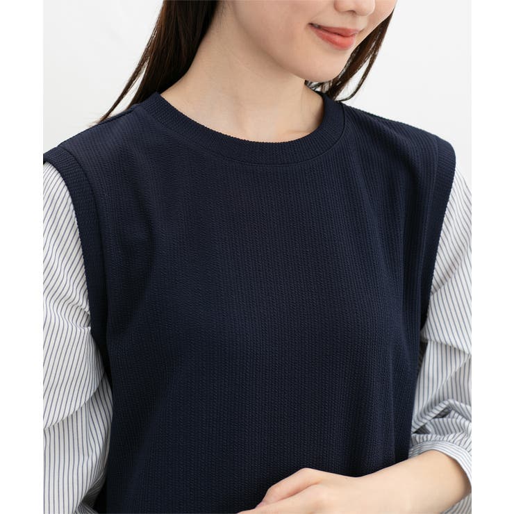 ワンピース ロング丈 レイヤード風ワンピース | Honeys | 詳細画像9 