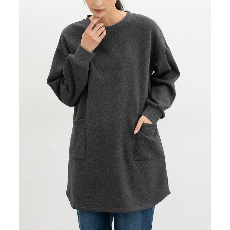 杢チャコール | チュニック ワンピース 長袖 | Honeys