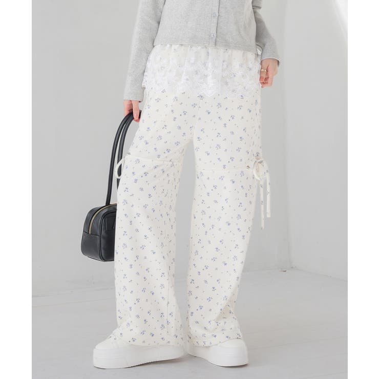 アイボリー花柄 | ボトムス パンツ セットアップ | Honeys