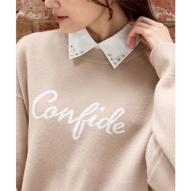 付け衿 パールビジュー レギュラーカラー | Honeys | 詳細画像3 