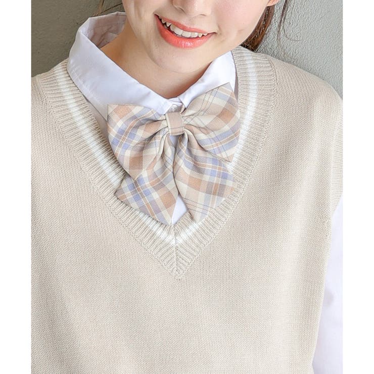 ベージュチェック | リボン スクール ワンタッチ | Honeys