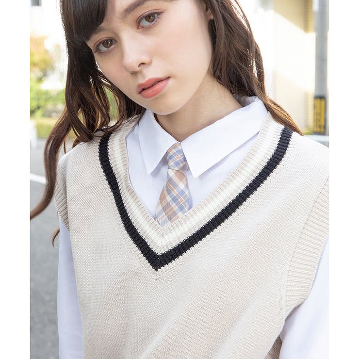 ベージュチェック | ネクタイ スクール ワンタッチ | Honeys