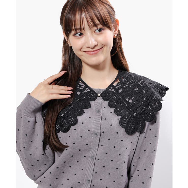 付け衿 レース フェイクパール付き | Honeys | 詳細画像9 