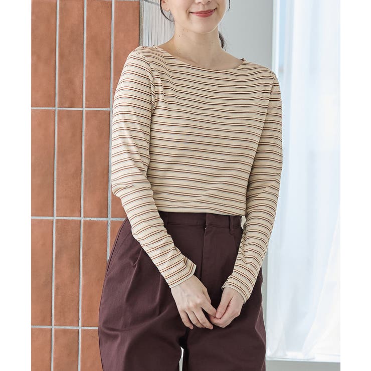 ベージュボーダー | トップス Tシャツ ロンＴ | Honeys