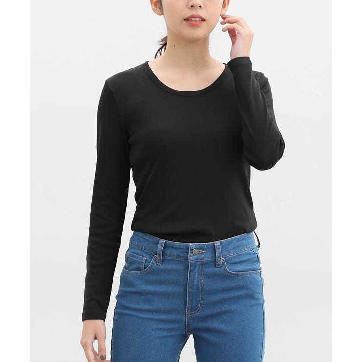 ブラック | トップス 長袖 丸首 | Honeys