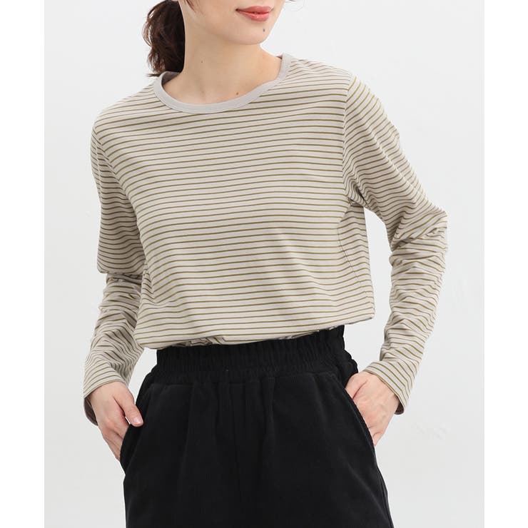 グレー×グリーン | トップス カットソー 長袖 | Honeys