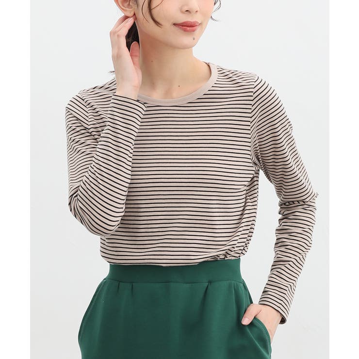 ベージュ×クロ | トップス カットソー 長袖 | Honeys