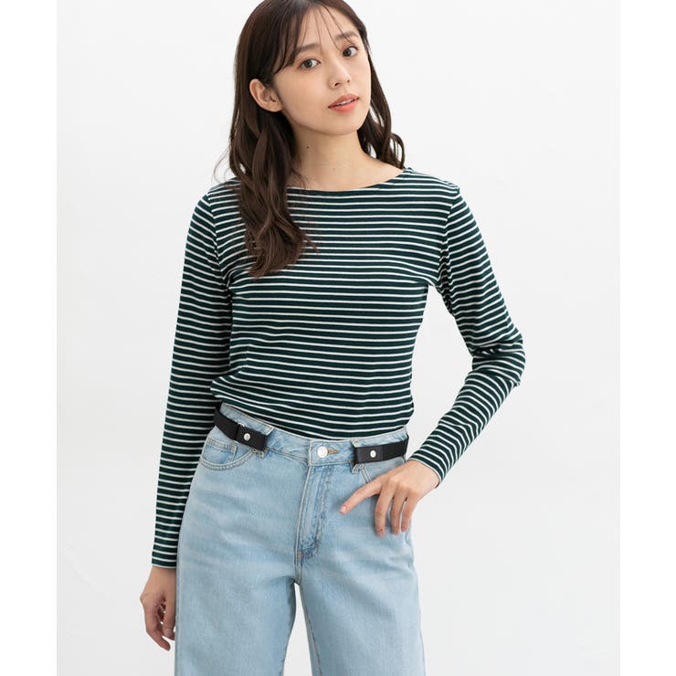 グリーンボーダー | トップス カットソー 長袖 | Honeys