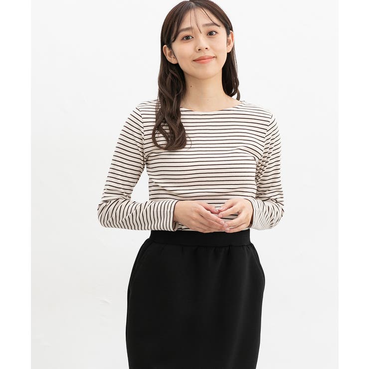 ベージュ×チャ | トップス カットソー 長袖 | Honeys