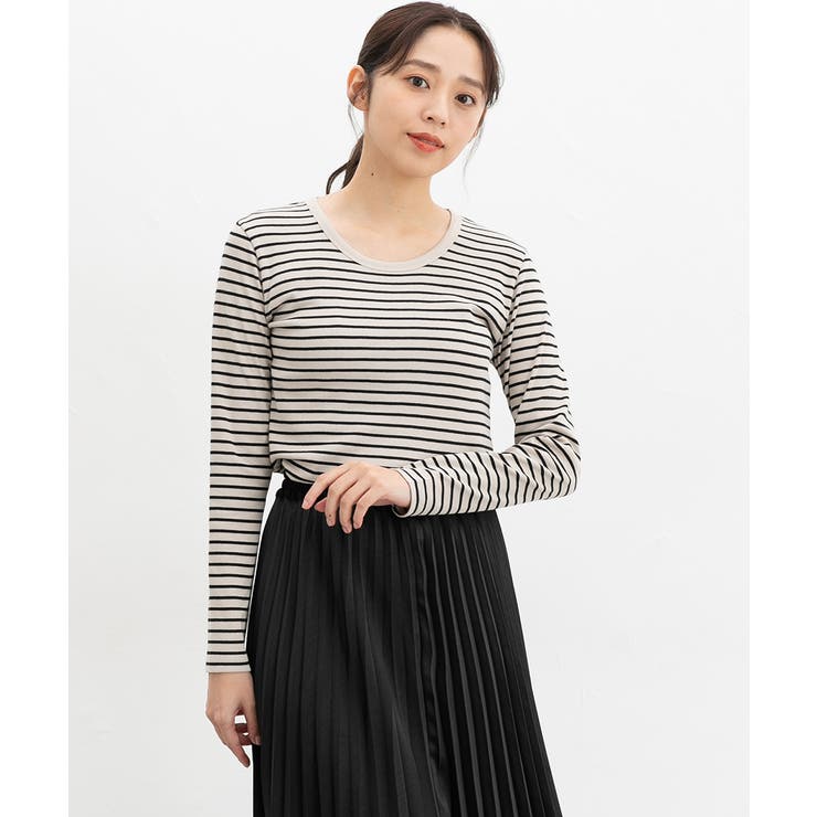ベージュ×クロ | トップス カットソー 長袖 | Honeys