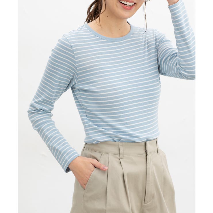 サックス×オフ | トップス カットソー 長袖 | Honeys