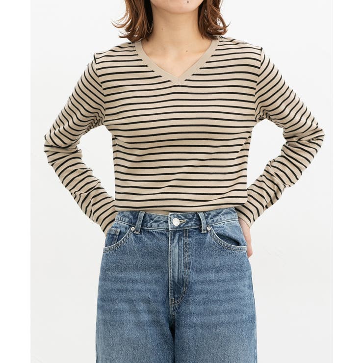 ベージュ×クロ | トップス Tシャツ ロンＴ | Honeys