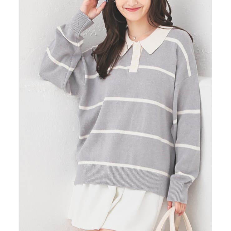 グレーボーダー | トップス ニット セーター | Honeys