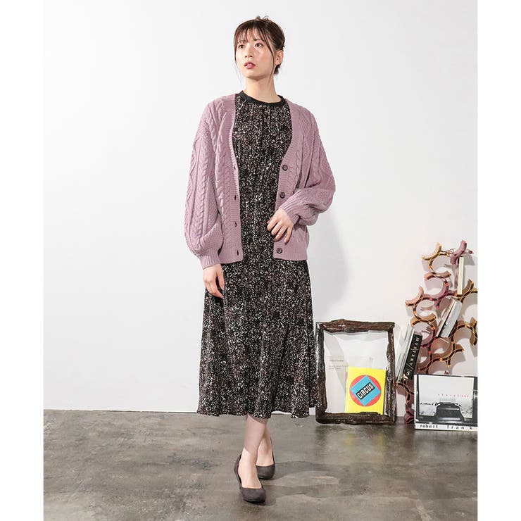 【ハニーズ】ケーブル編Ｖカーデ【WEB限定LLサイズ有】 | Honeys | 詳細画像4 