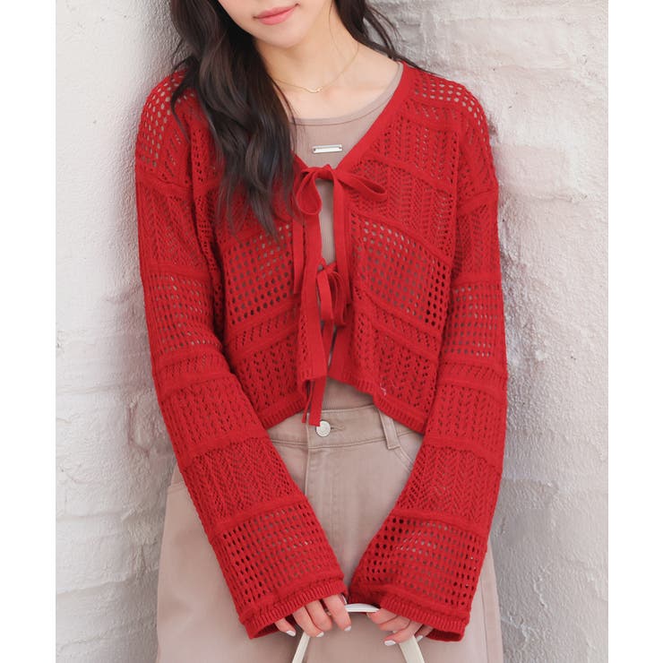 レッド | トップス カーディガン 長袖 | Honeys