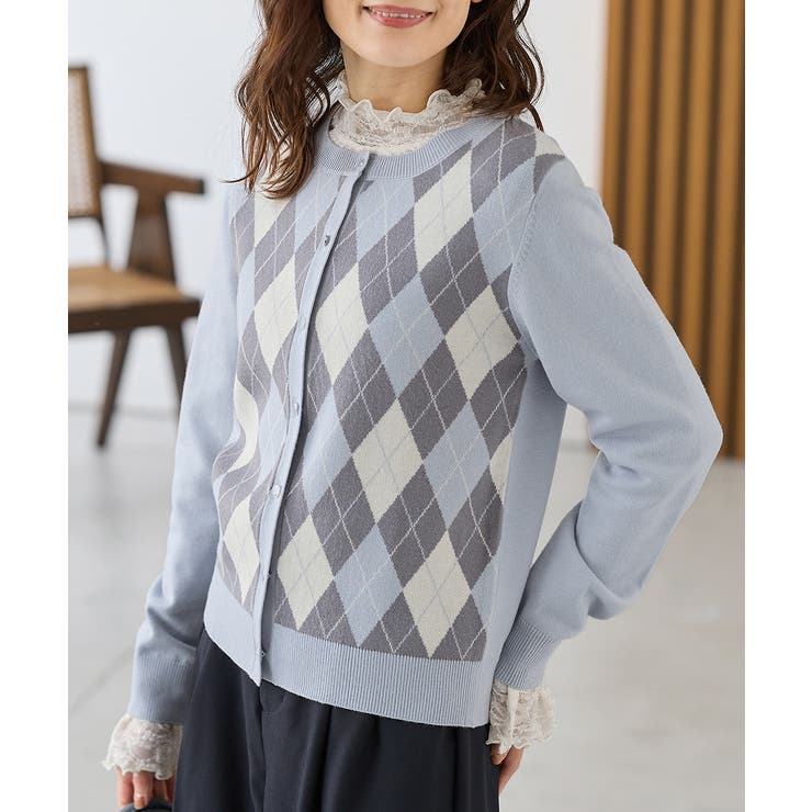 サックス×オフ | トップス カーディガン 長袖 | Honeys