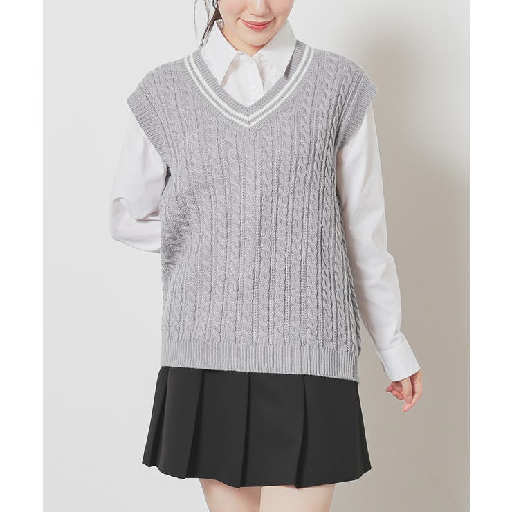 杢グレー | トップス ベスト ニット | Honeys