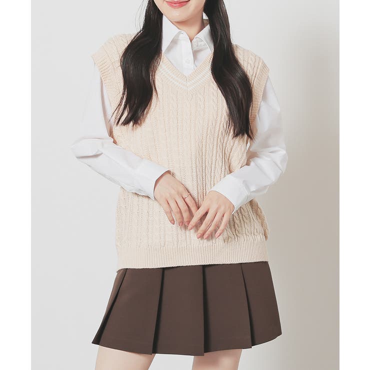 ベージュ | トップス ベスト ニット | Honeys