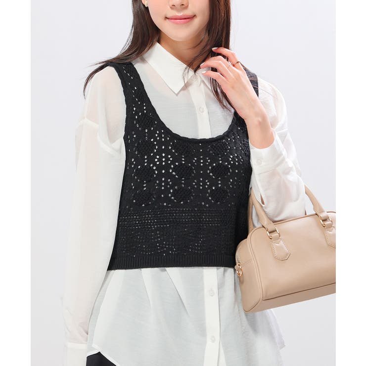 ブラック | トップス ビスチェ ニット | Honeys