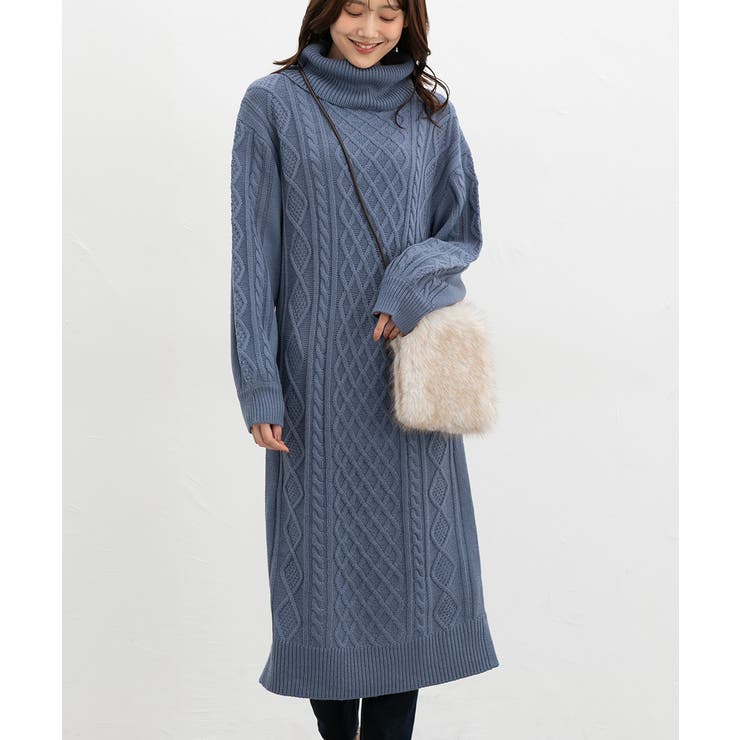 スモーキーブルー | ワンピース 長袖 ロング丈 | Honeys