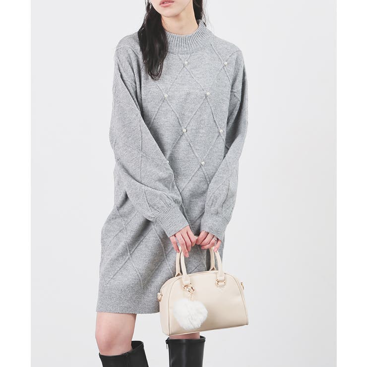 杢グレー | ワンピース 長袖 ミニ丈 | Honeys