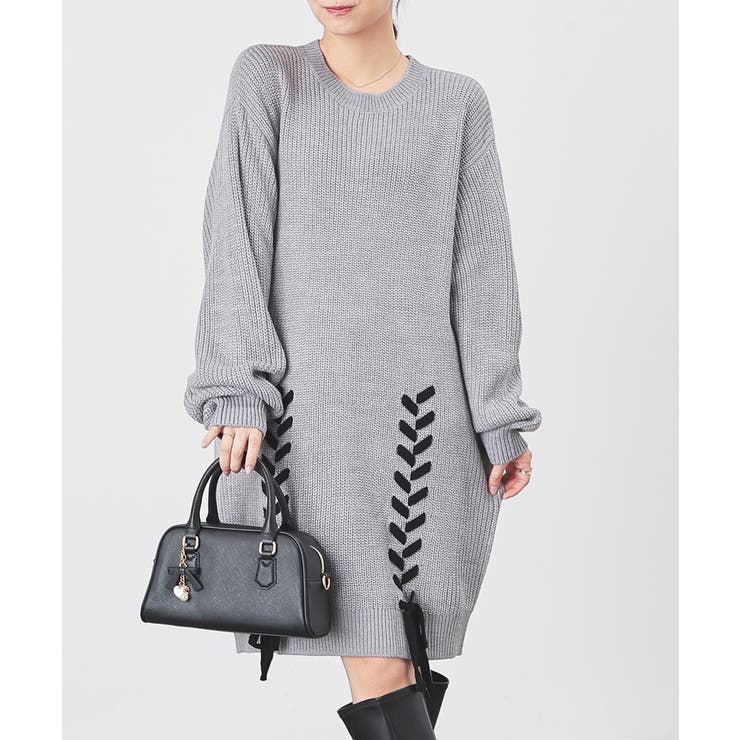 杢グレー | ワンピース 長袖 ミニ丈 | Honeys