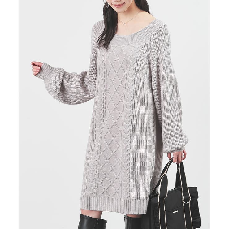 杢グレー | ワンピース 長袖 ミニ丈 | Honeys