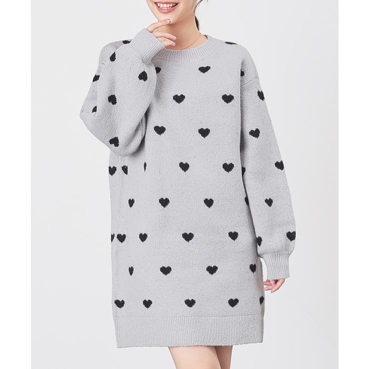 グレーハート | ワンピース 長袖 ミニ丈 | Honeys