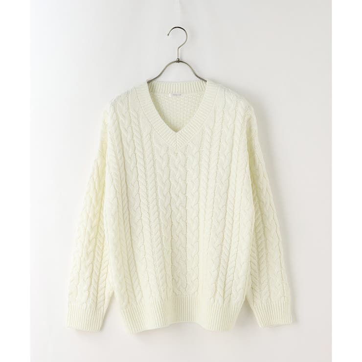 【ハニーズ】ケーブル編Ｖネック | Honeys | 詳細画像16 