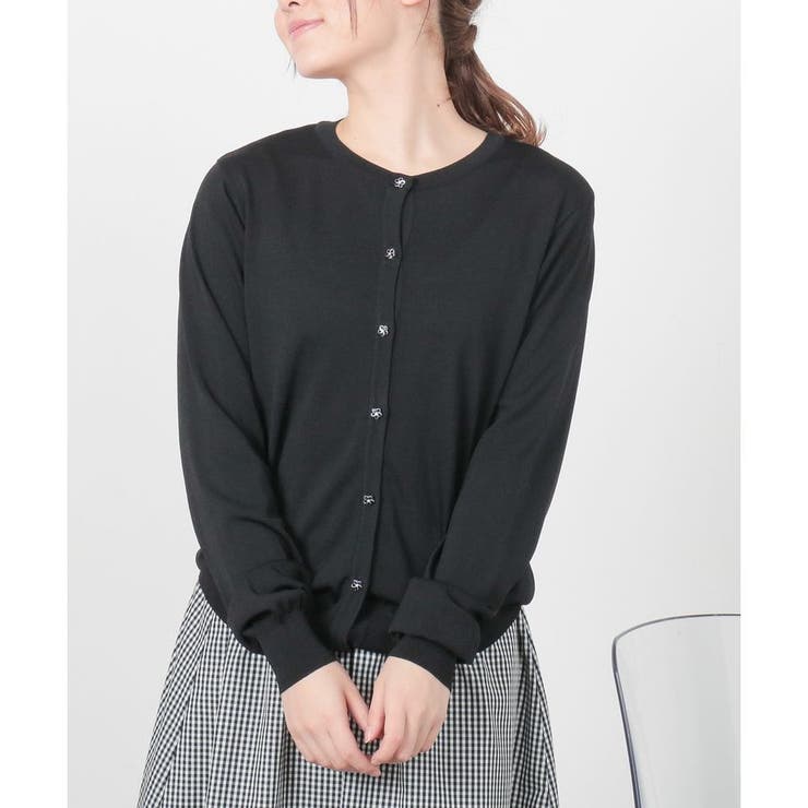 ブラック | 【ハニーズ】トップス カーディガン 8分袖 | Honeys