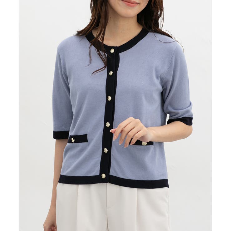 スモーキーブルー | トップス カーディガン 半袖 | Honeys