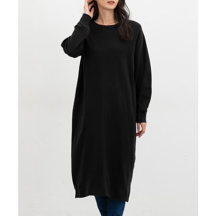 ブラック | ワンピース 長袖 ロング丈 | Honeys