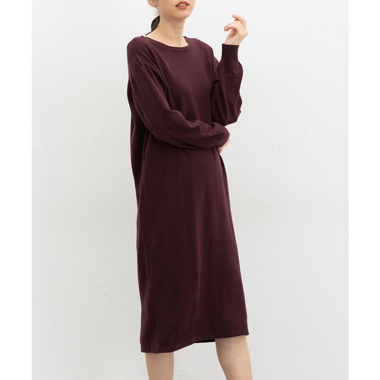 ボルドー | ワンピース 長袖 ロング丈 | Honeys
