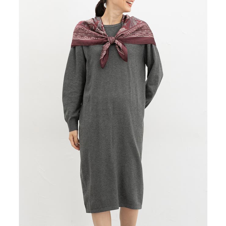 杢チャコール | ワンピース 長袖 ロング丈 | Honeys