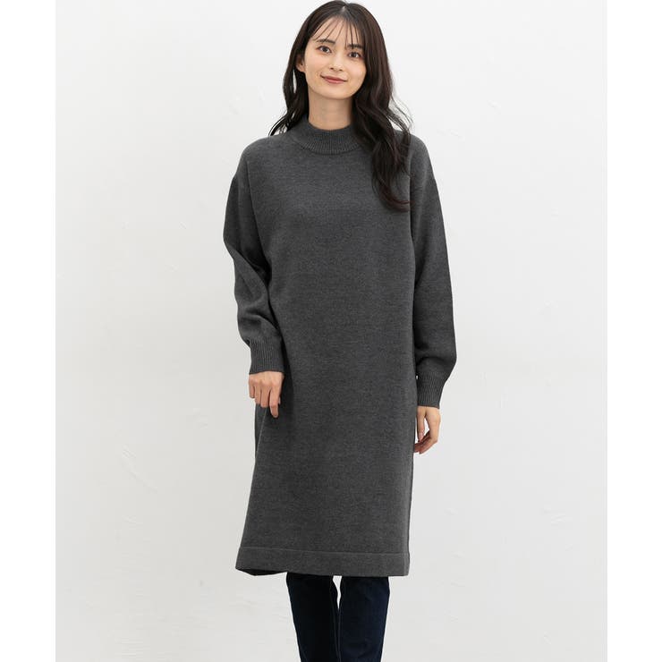 杢チャコール | ワンピース 長袖 ロング丈 | Honeys