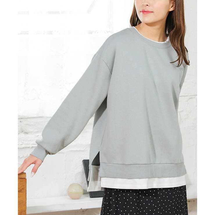 スモーキーミント | 【ハニーズ】レイヤード風トップス | Honeys