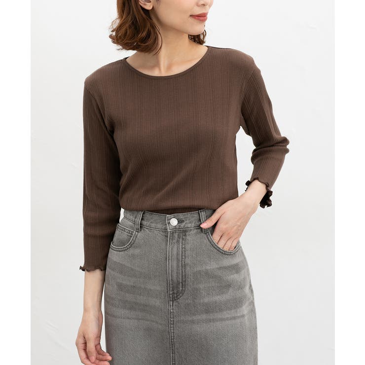 ブラウン | トップス Tシャツ ７分袖Tシャツ | Honeys