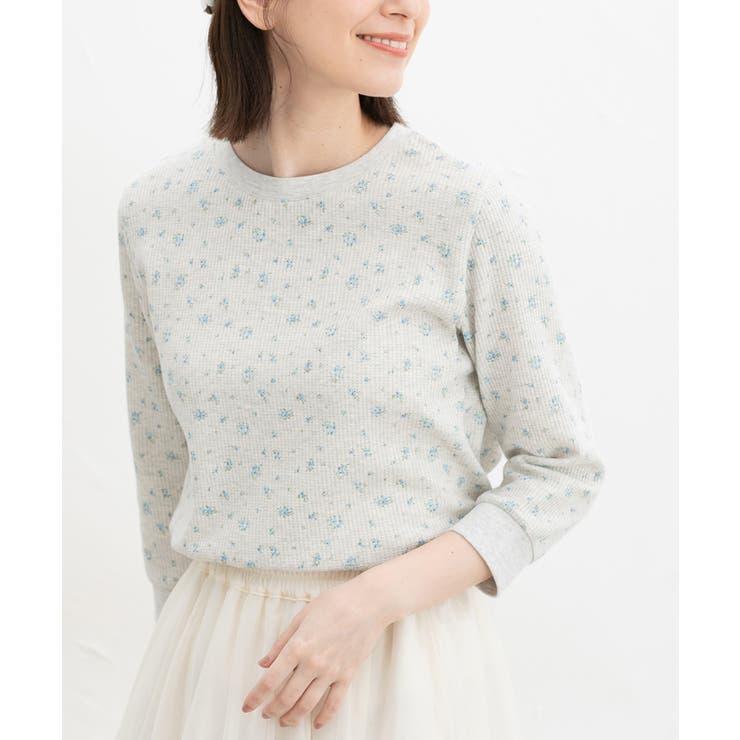 ブルー花柄 | トップス カットソー Tシャツ | Honeys