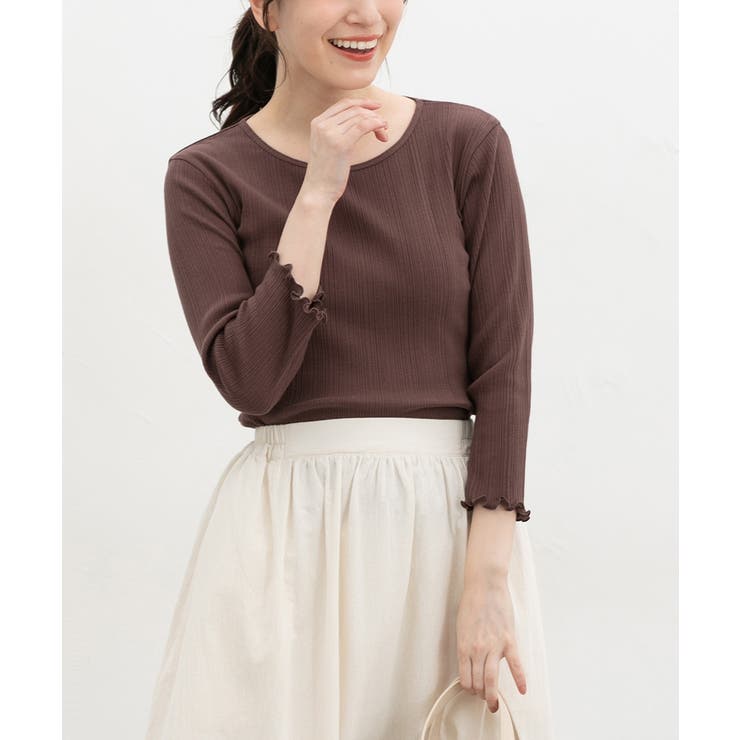 ブラウン | トップス Tシャツ ７分袖Tシャツ | Honeys